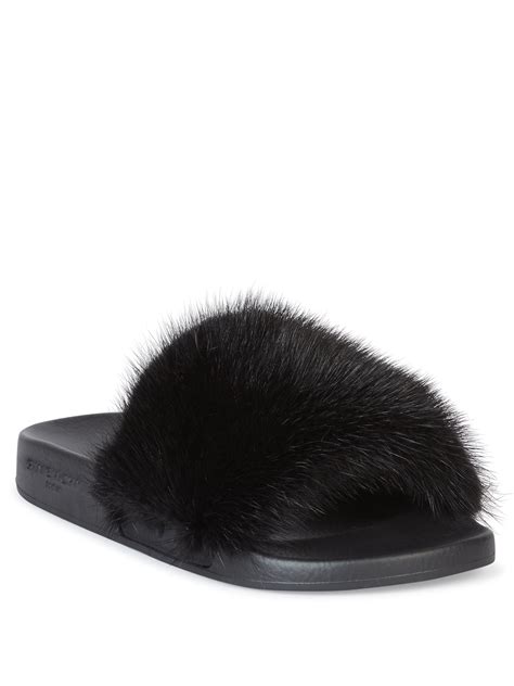 givenchy women's mink fur & rubber slides|givenchy coats for women.